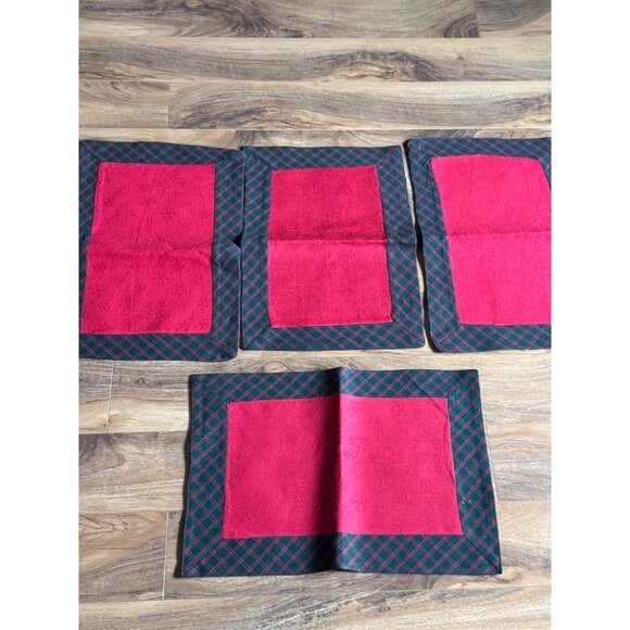 Reversible Christmas Placemats Set Of 4  Red & Green Plaid  NWOT - Picture 1 of 6